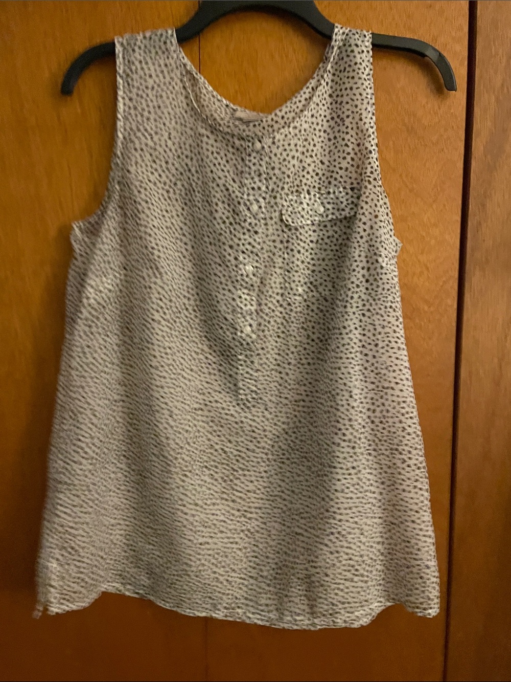 LOFT White Tank Top with Black Dot Print